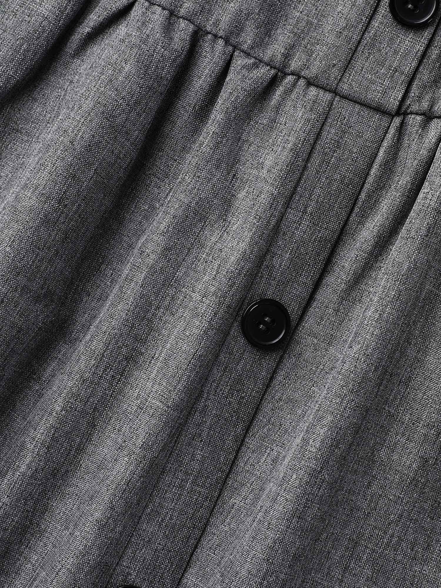 Asymmetrical Neckline Belted Pockets Midi Dress