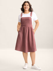 Overall Straps Textured Midi Dress