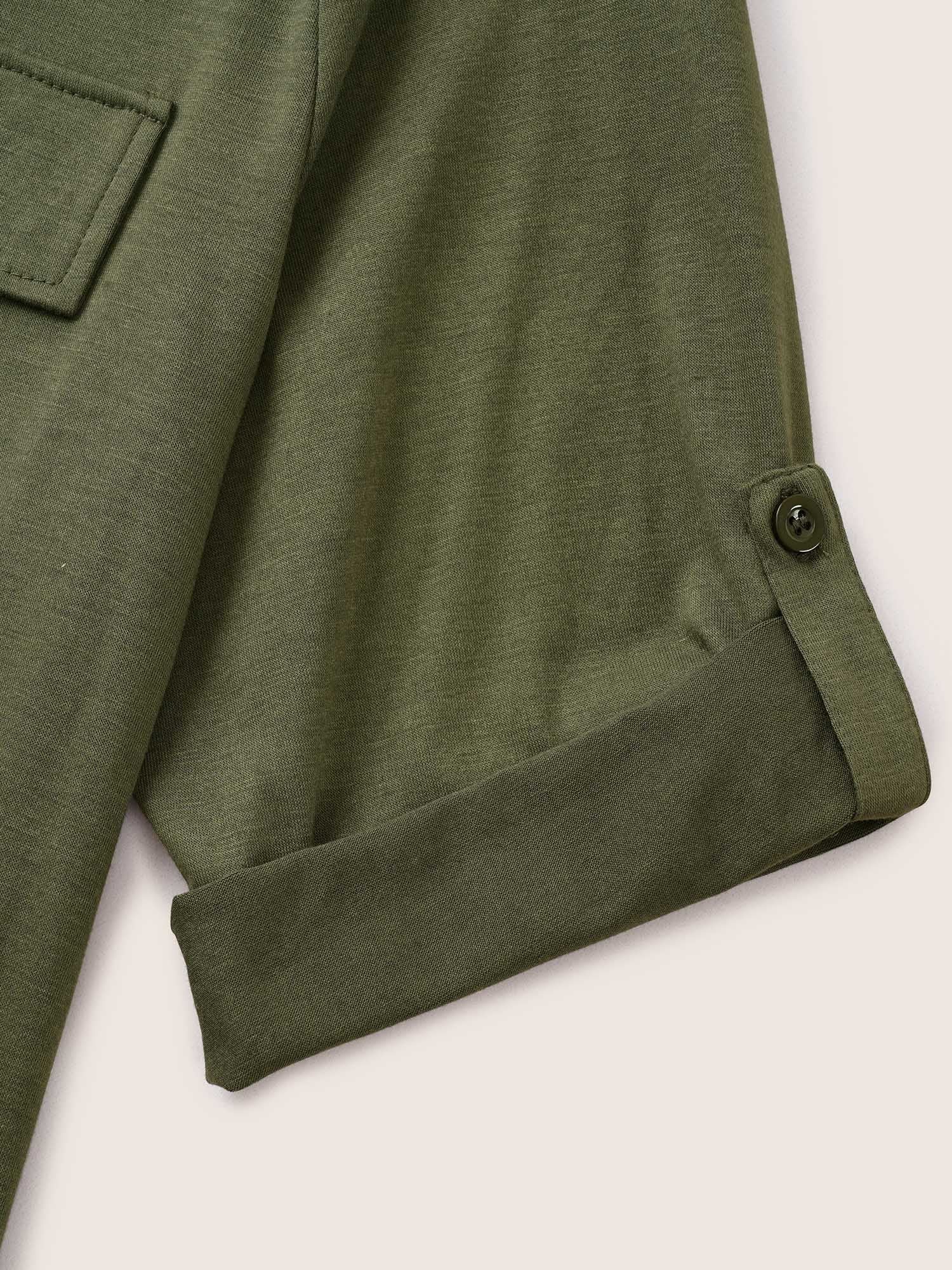 Plain Half Zip Flap Detail Tab Sleeve Dress