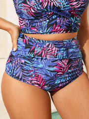 Tropical Print Ruched Swim Bottoms