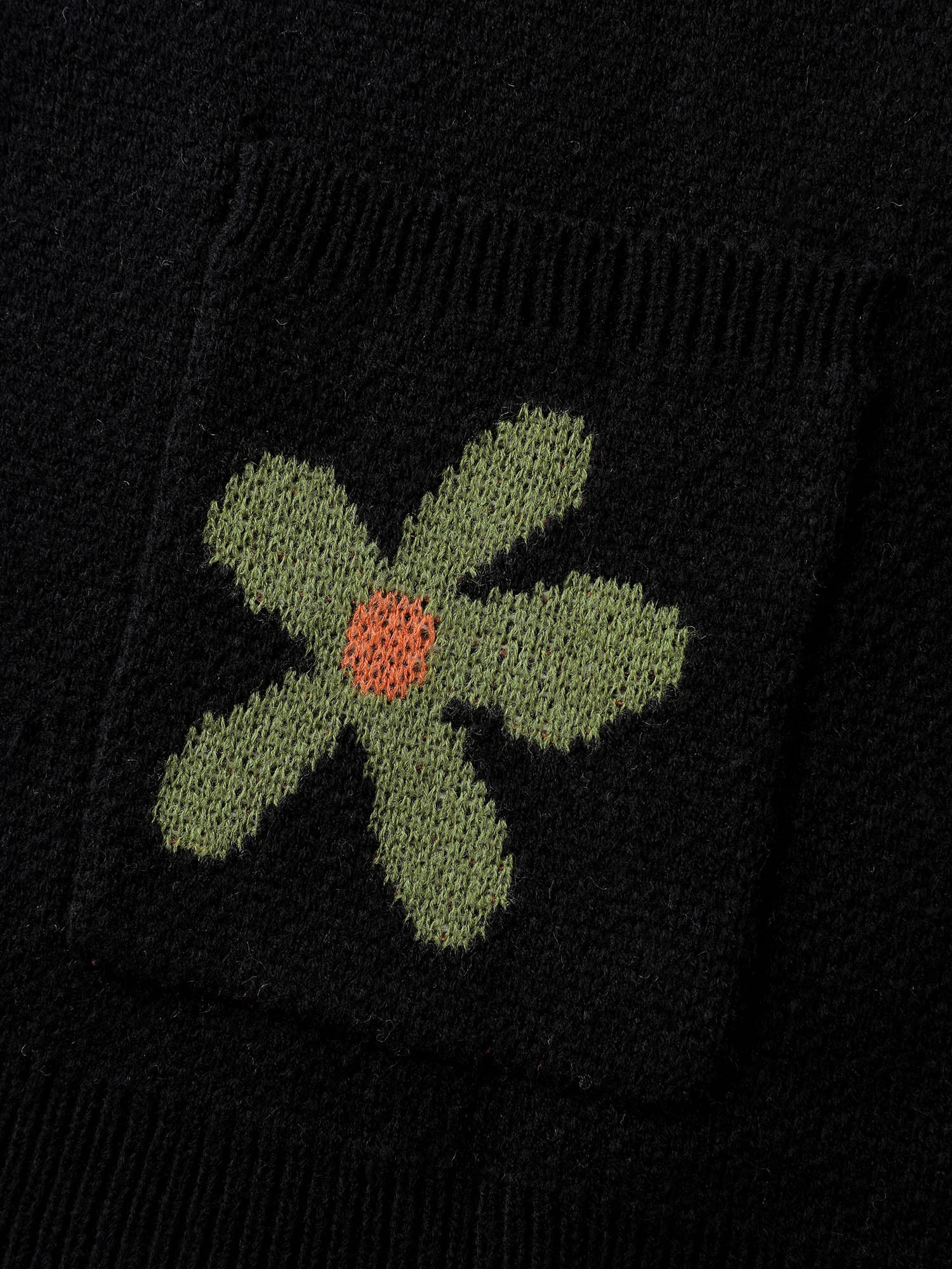 Floral Pattern Button-Down Knit Cardigan