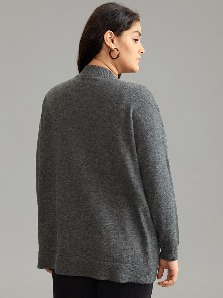 Anti-Pilling Zipper Fly Patched Pocket Cardigan