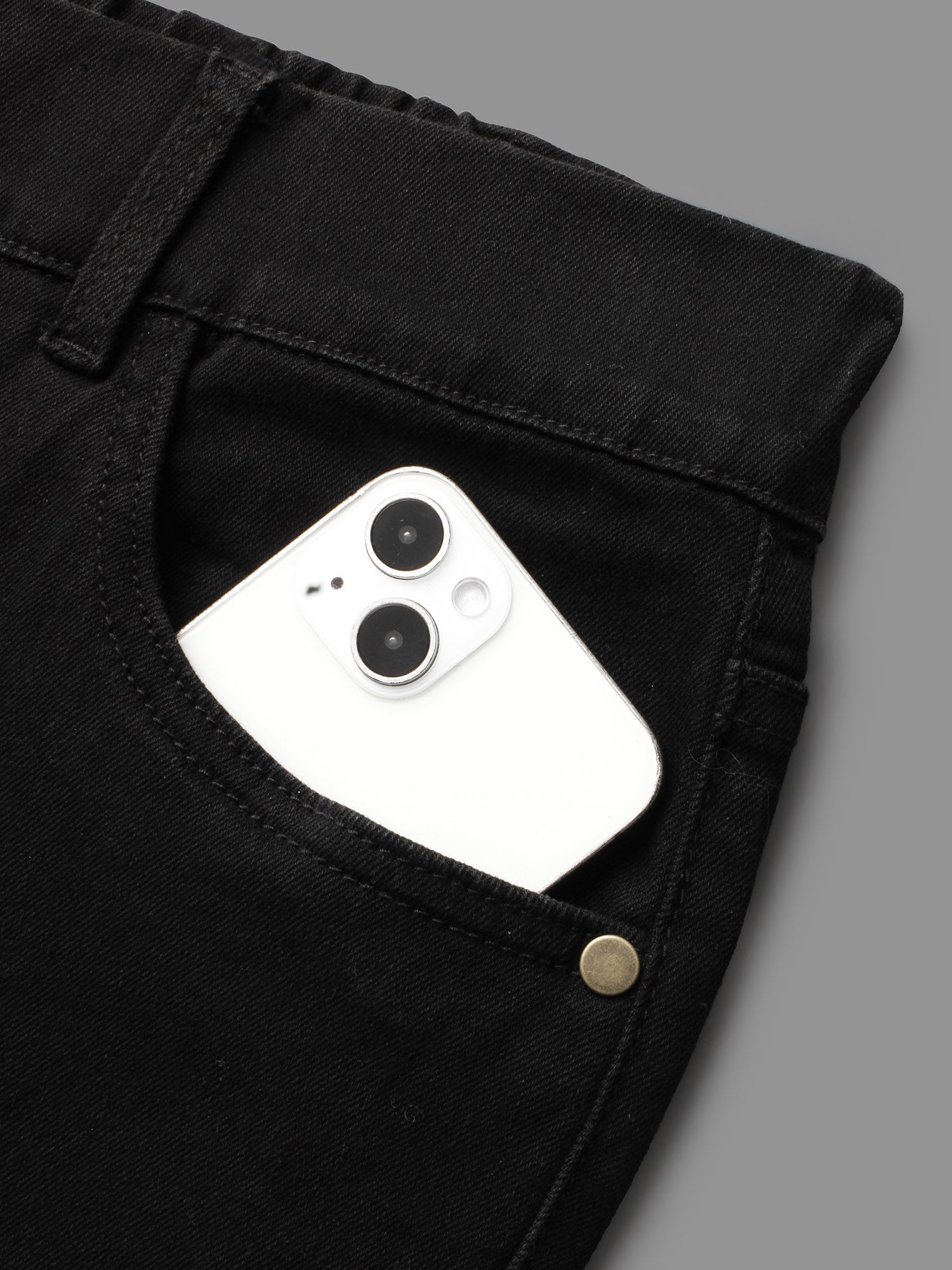 Black Wash Buckle Detail Bootcut Jeans