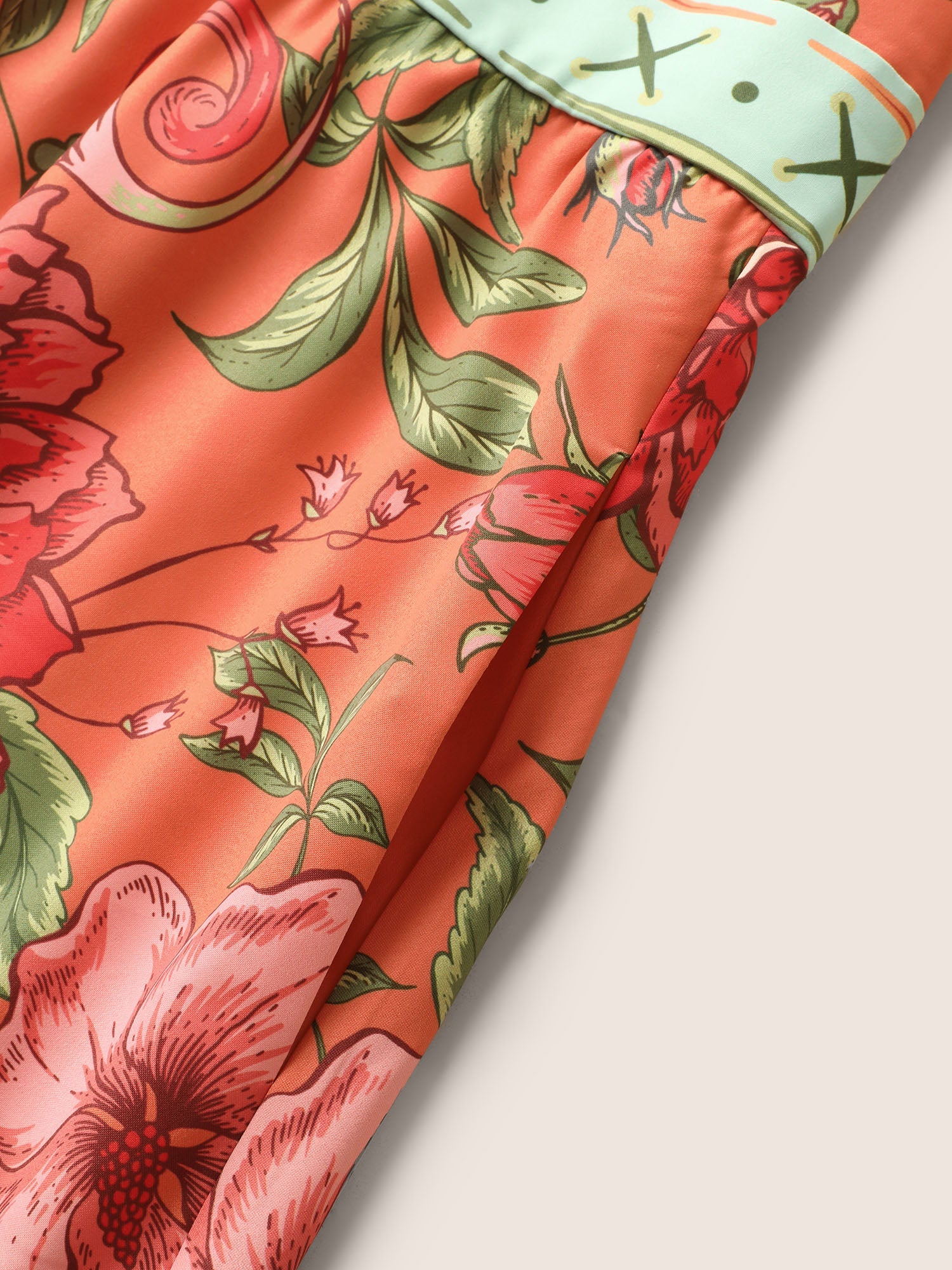 Floral Print Elastic Waist Shirred Cami Dress