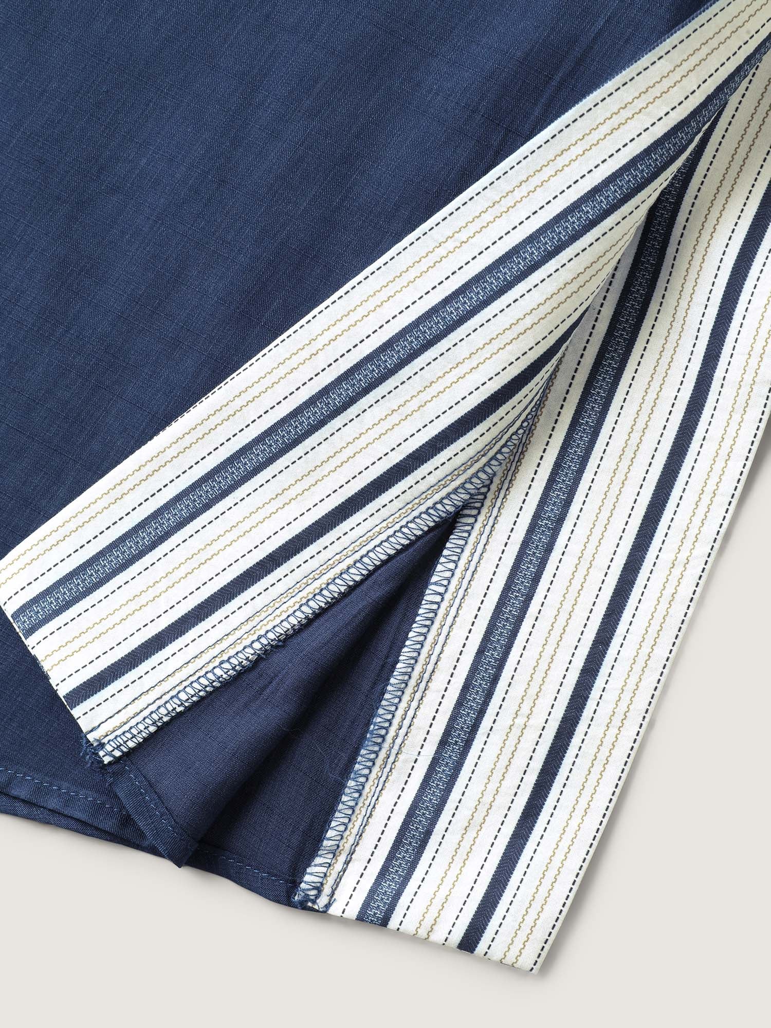 Striped Hem Tassel Solid Kimono