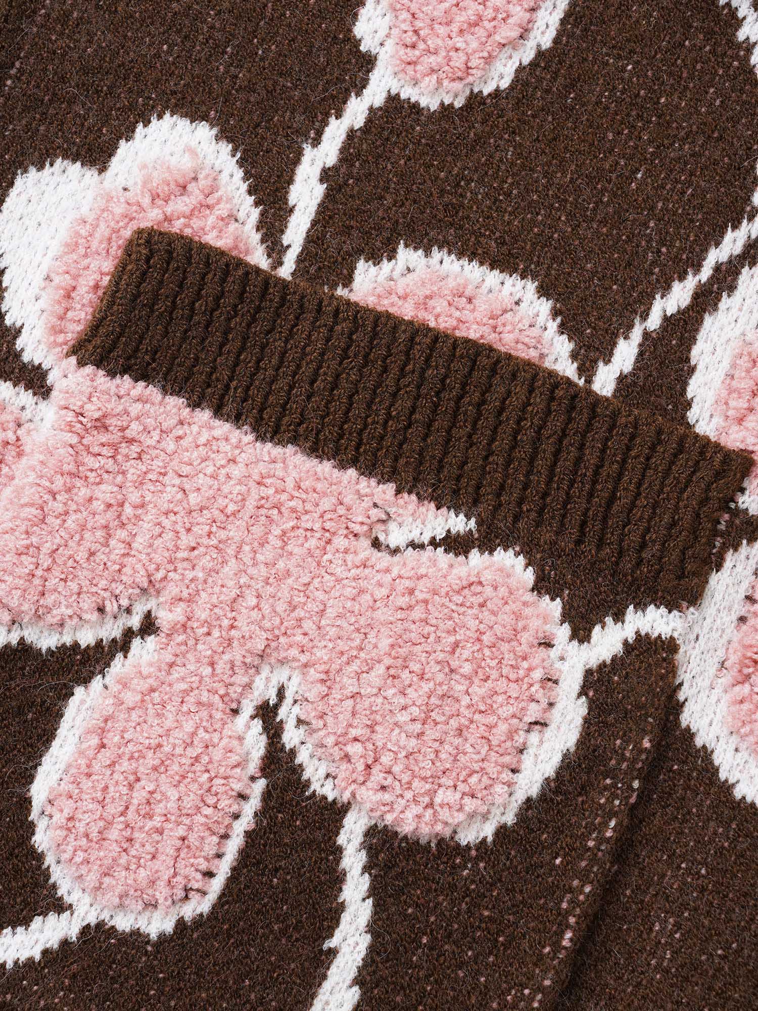 Floral Jacquard Open Front Pocket Cardigan