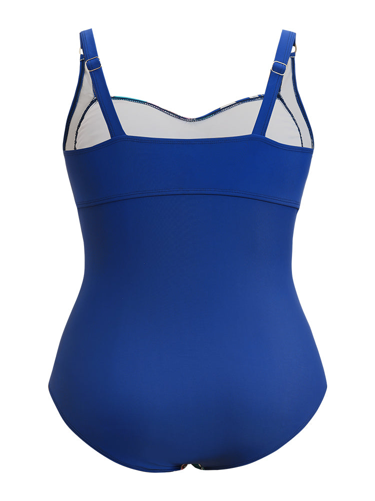 Floral Ruched Crossover Front Sculpt Waist One Piece Swimsuit