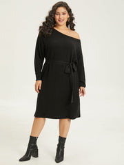 Supersoft Essentials Boat Neck Belted Sweater Dress