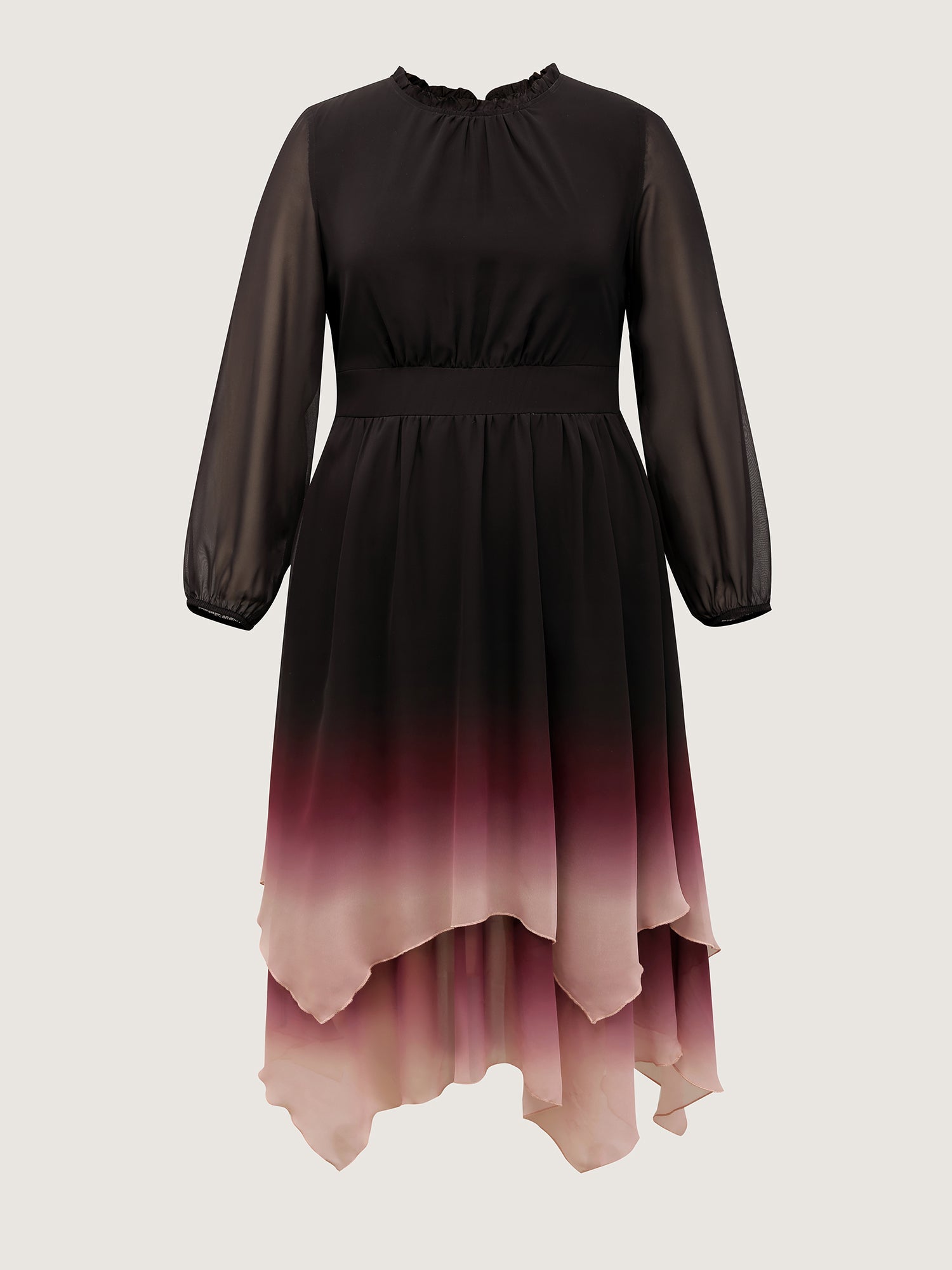 Tie-Dye Sheer Shirred Waist Midi Dress