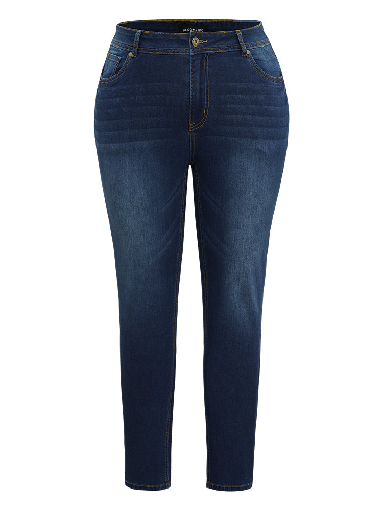 Skinny Dark Wash Zipper Fly Jeans