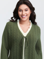 2-in-1 Cableknit Layered Tie Pullover
