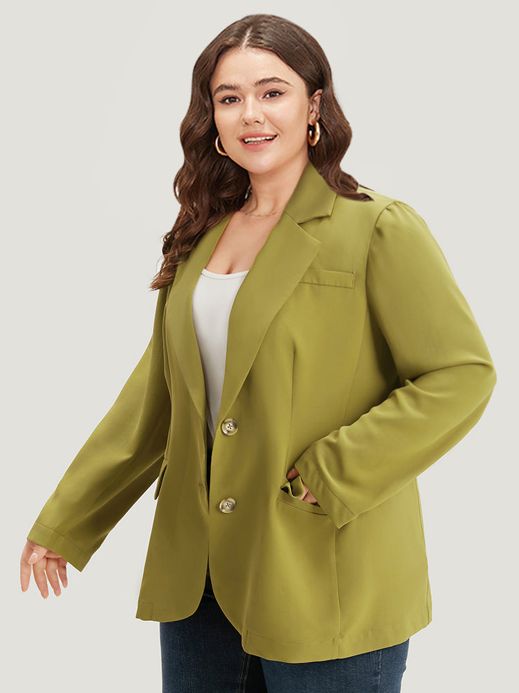 Plain Pocket Button Up Suit Collar Blazer