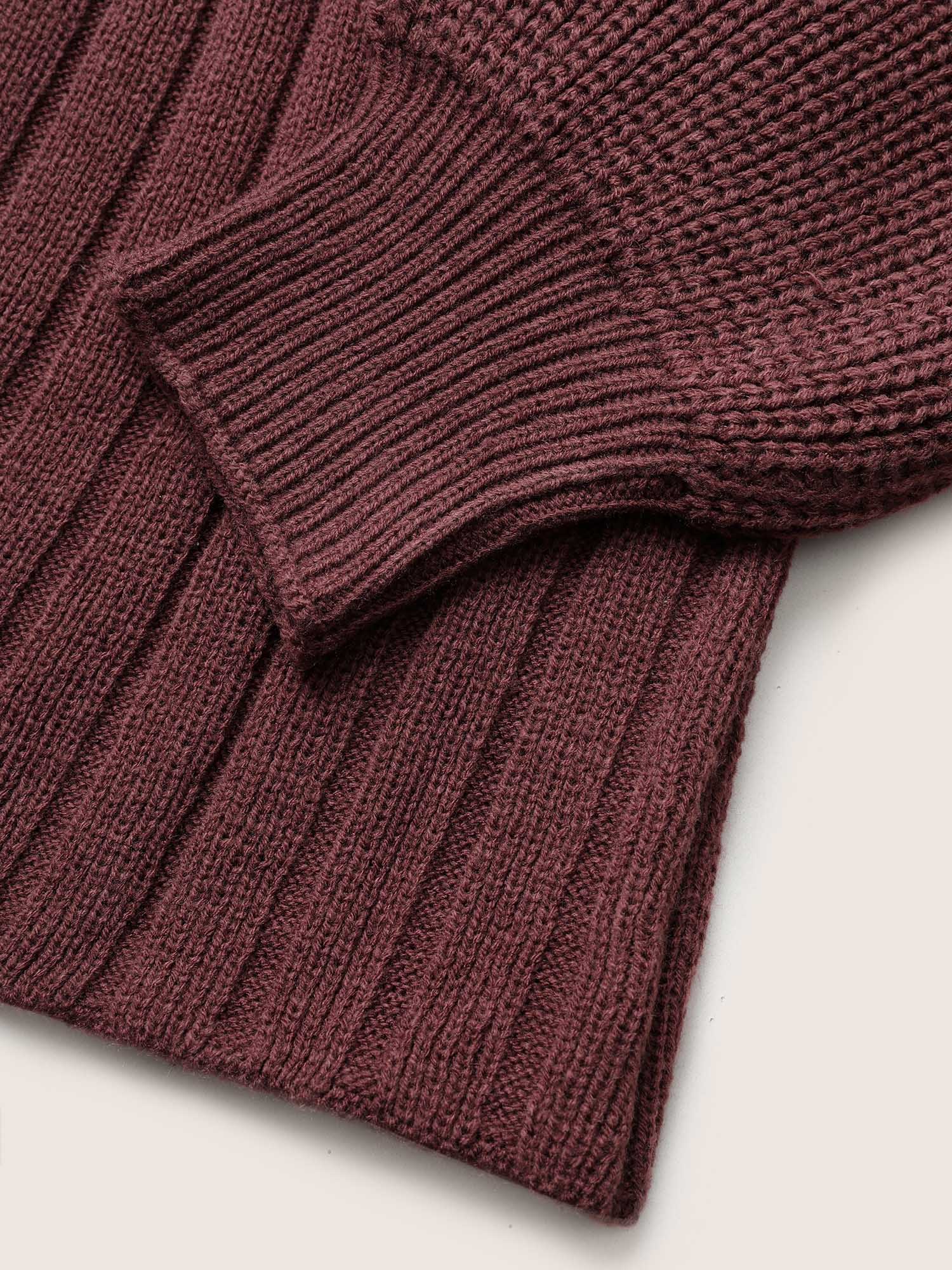 Solid Cable Knit Elastic Waist Pullover