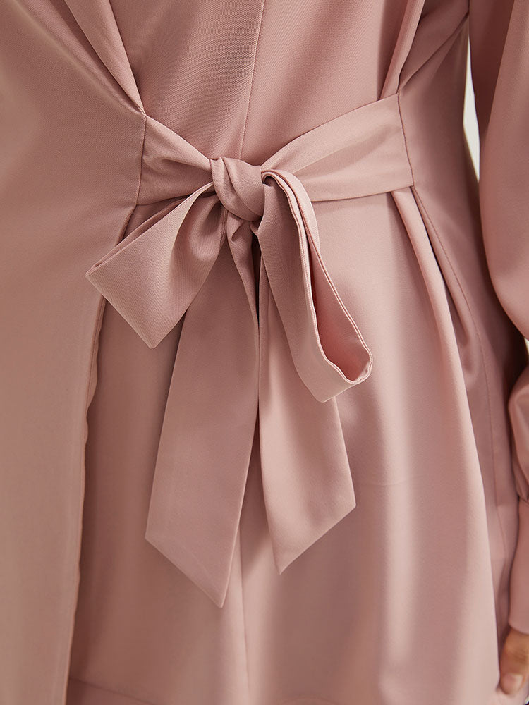 Plain Lapel Collar Asymmetrical Knot Blazer