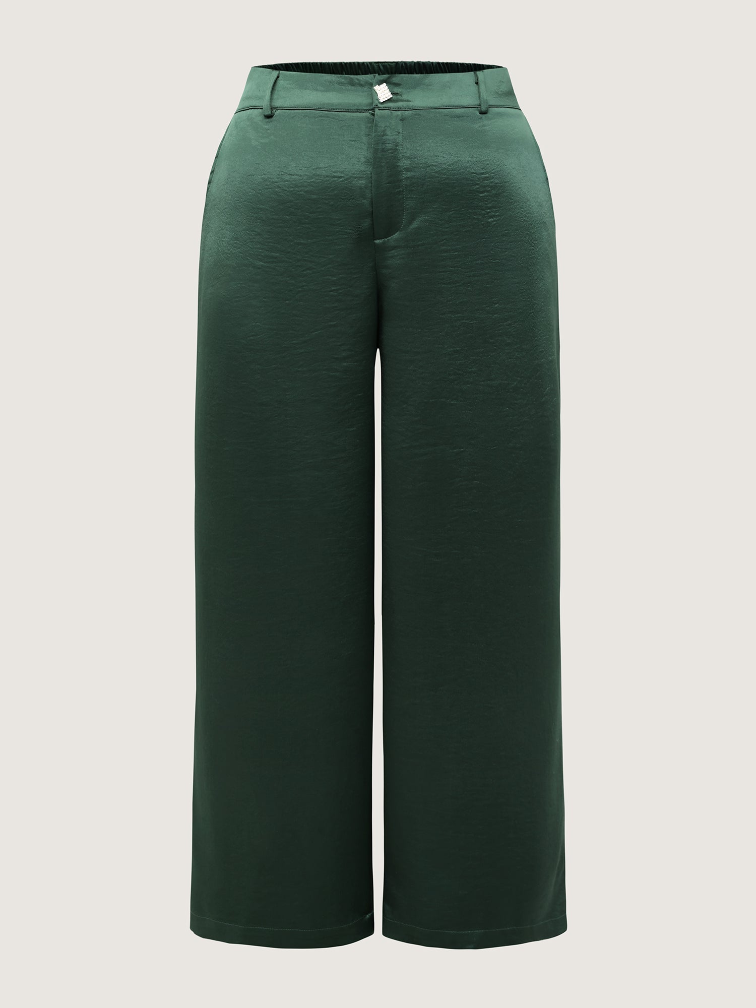 Satin Button Detail Straight-Leg Pants