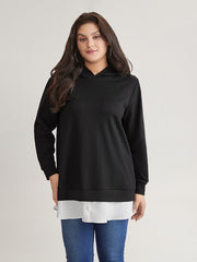 2-In-1 Patchwork Contrast Hooded Sweatshirt