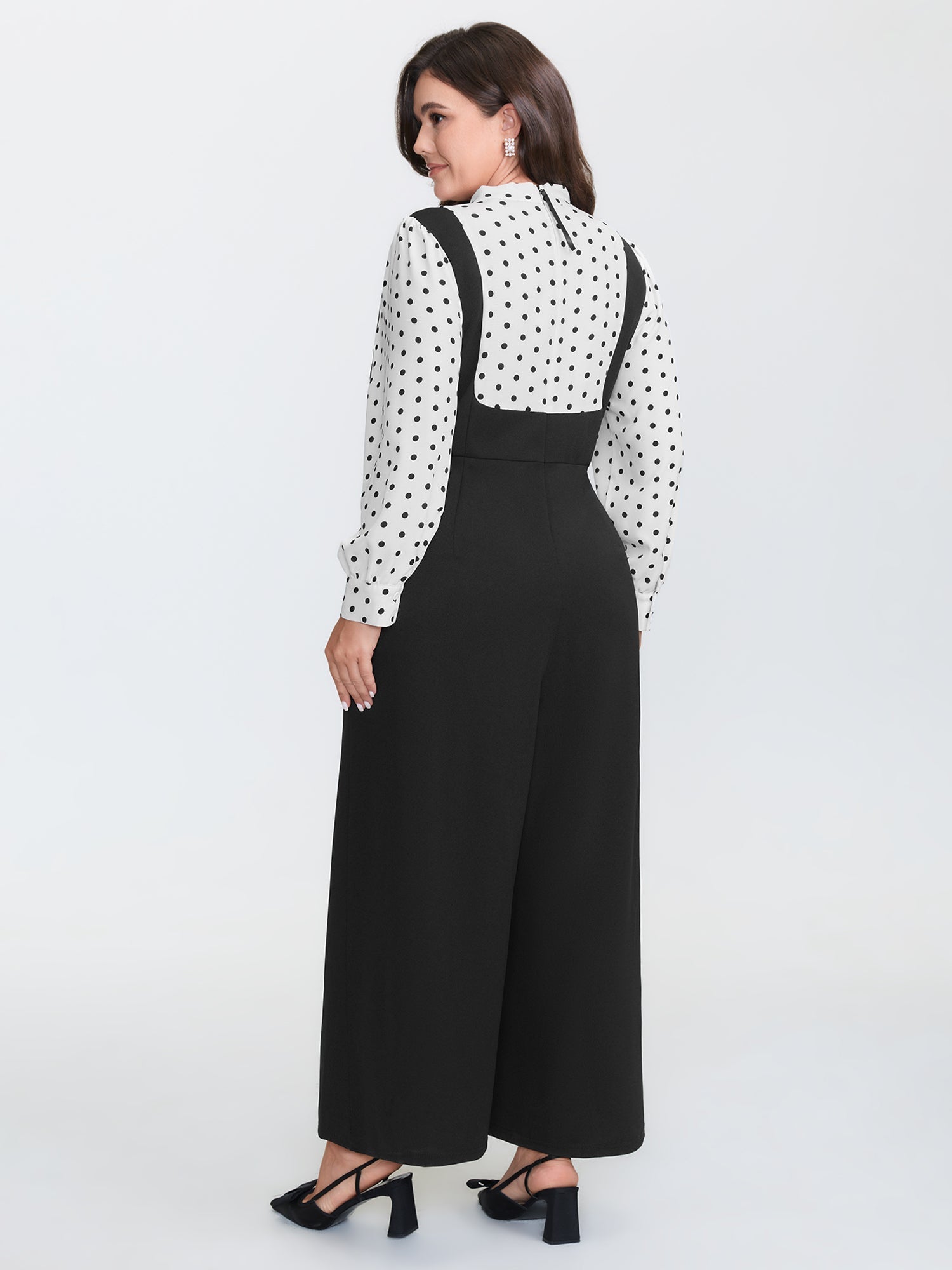 2-In-1 Polka Dot Neck-Tie Jumpsuit