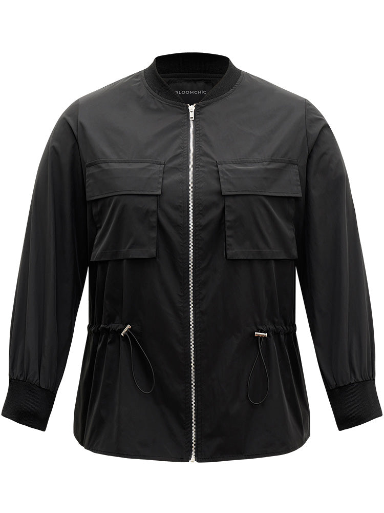 Wind-Resistant Zipper Fly Drawstring Jacket