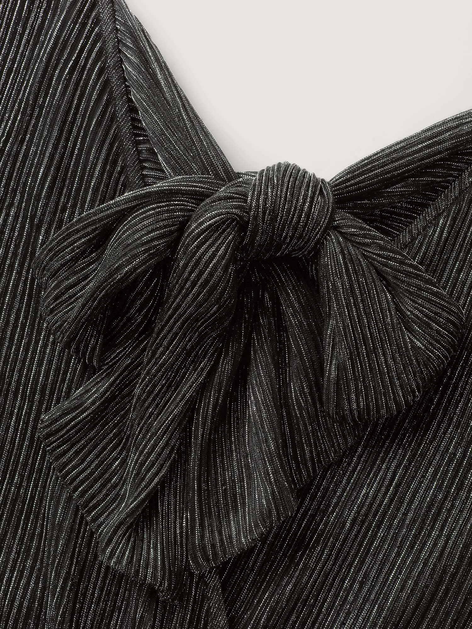 Shimmery Bow Back Tie Contrast Jumpsuit