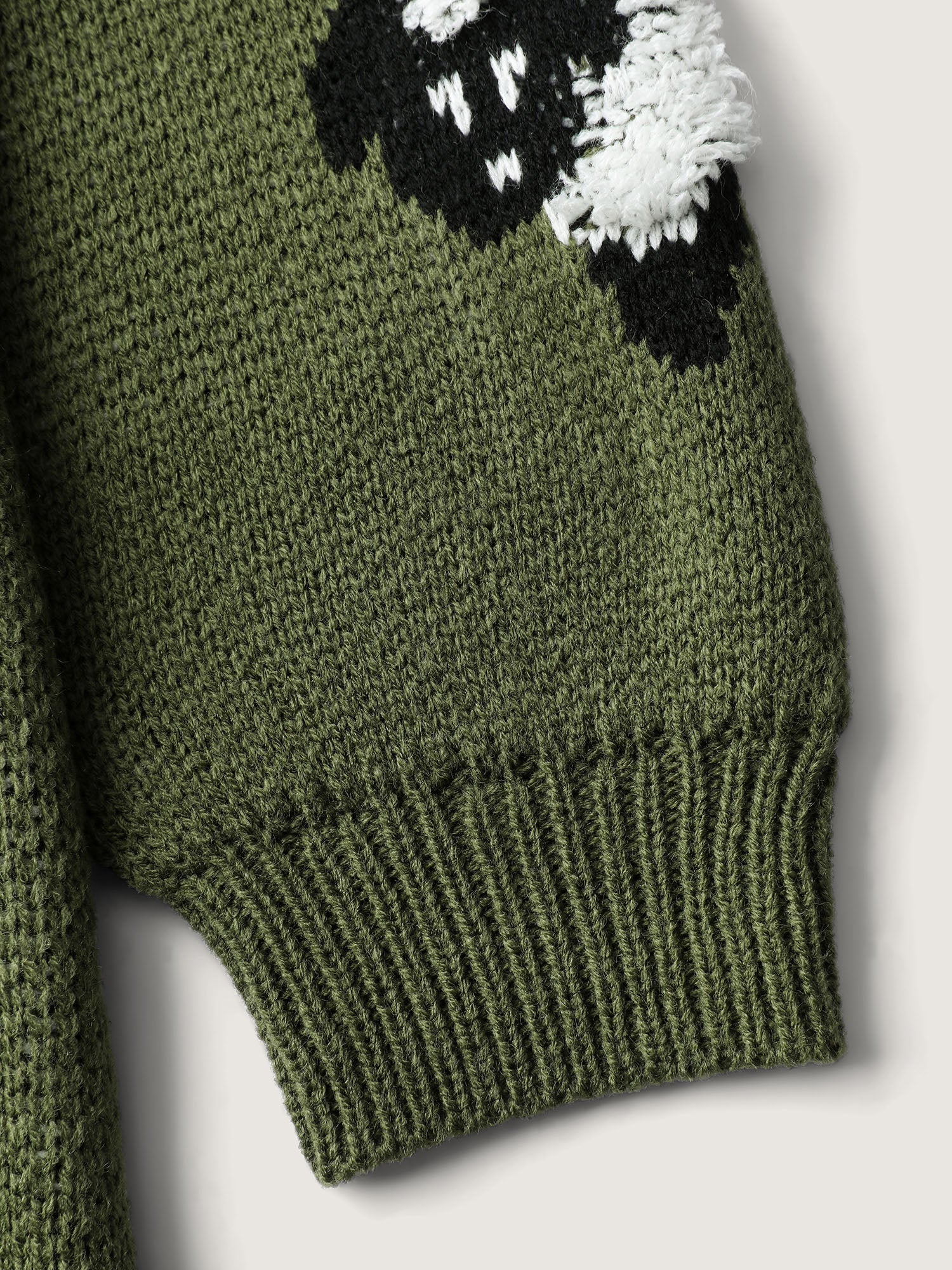 Flocked Lamb Curvy Hem Jacquard-Knit Cardigan