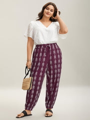 Boho Geometric Print Stretchy Waist Pants