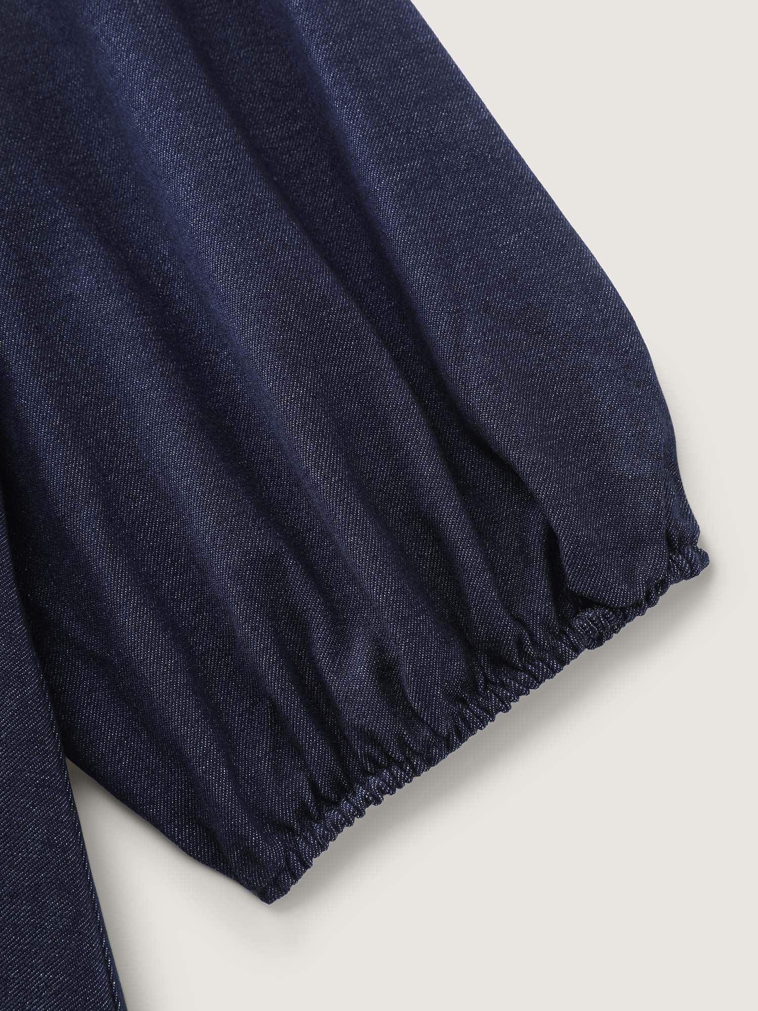 Ruffled Neckline Shirred Waist Pocket Maxi Dress