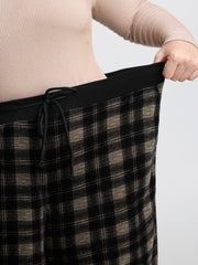Supersoft Plaid Color Contrast Wide-Leg Pants