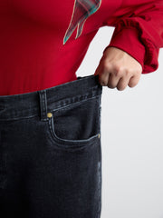 Stretchy Plaid Straight-Leg Jeans