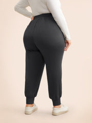 Solid Elastic Waist Carrot Pants