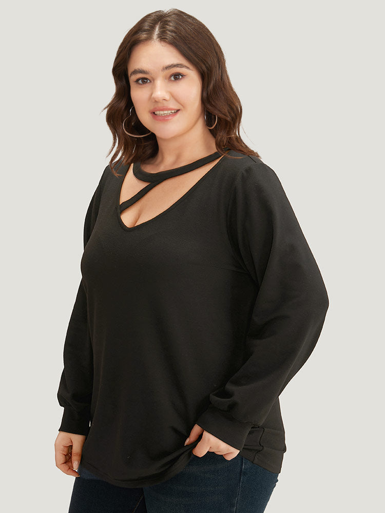 Solid Cut Out Sweatshirt