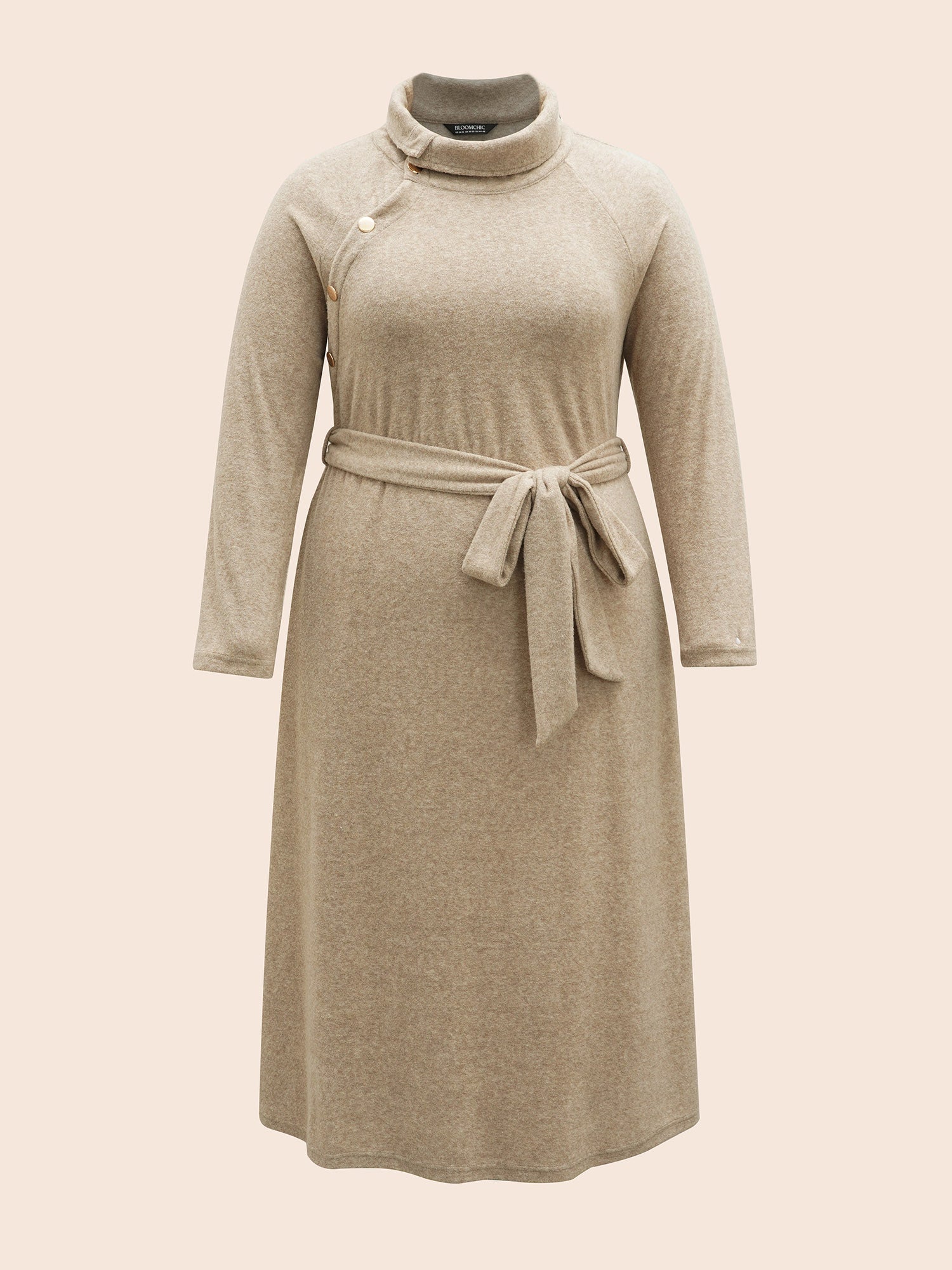 Airy Cozy Button Bodice Placket Midi Dress