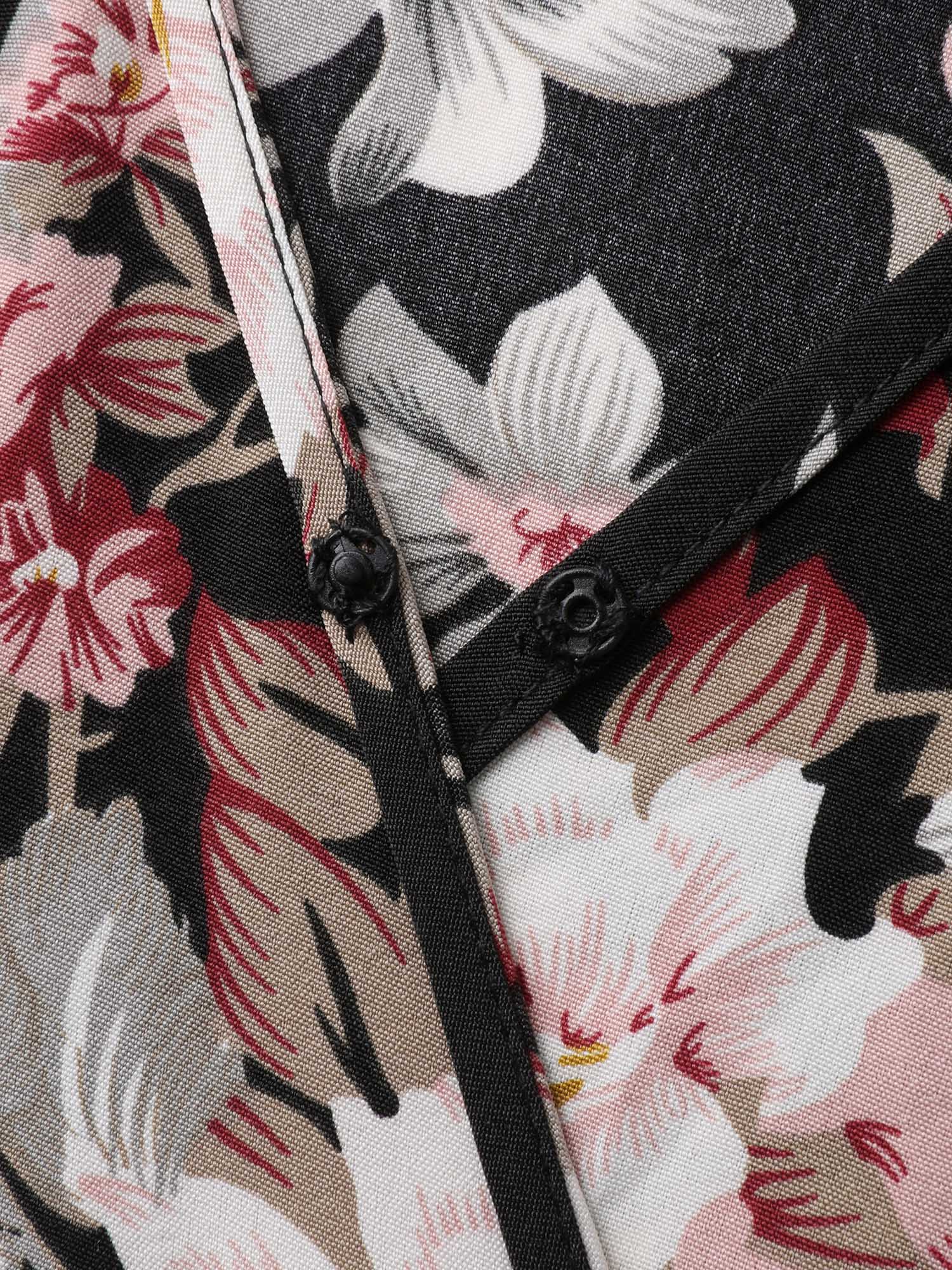 Floral Contrast Belted Wide-Leg Jumpsuit