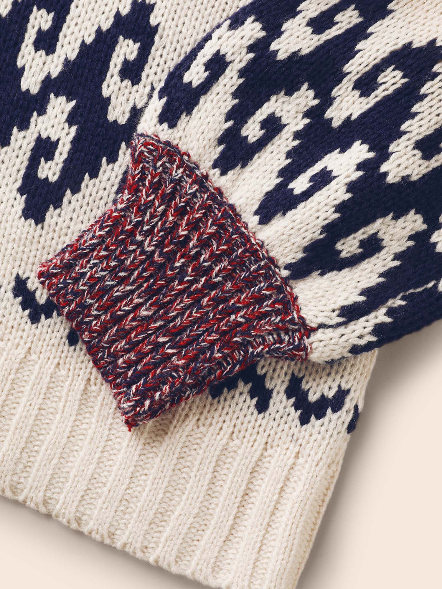 Fair Isle Balloon Sleeve Crew Neck Cardigan