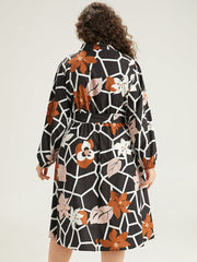 Geometric & Plants Button Through Pocket Dress
