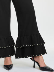 Ruffled Beadwork Layered Pants
