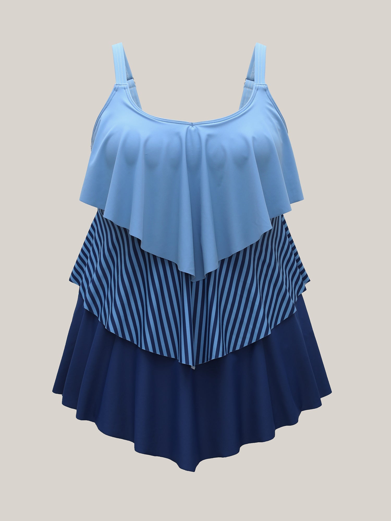 Color Block Ruffled Flared Swim Top