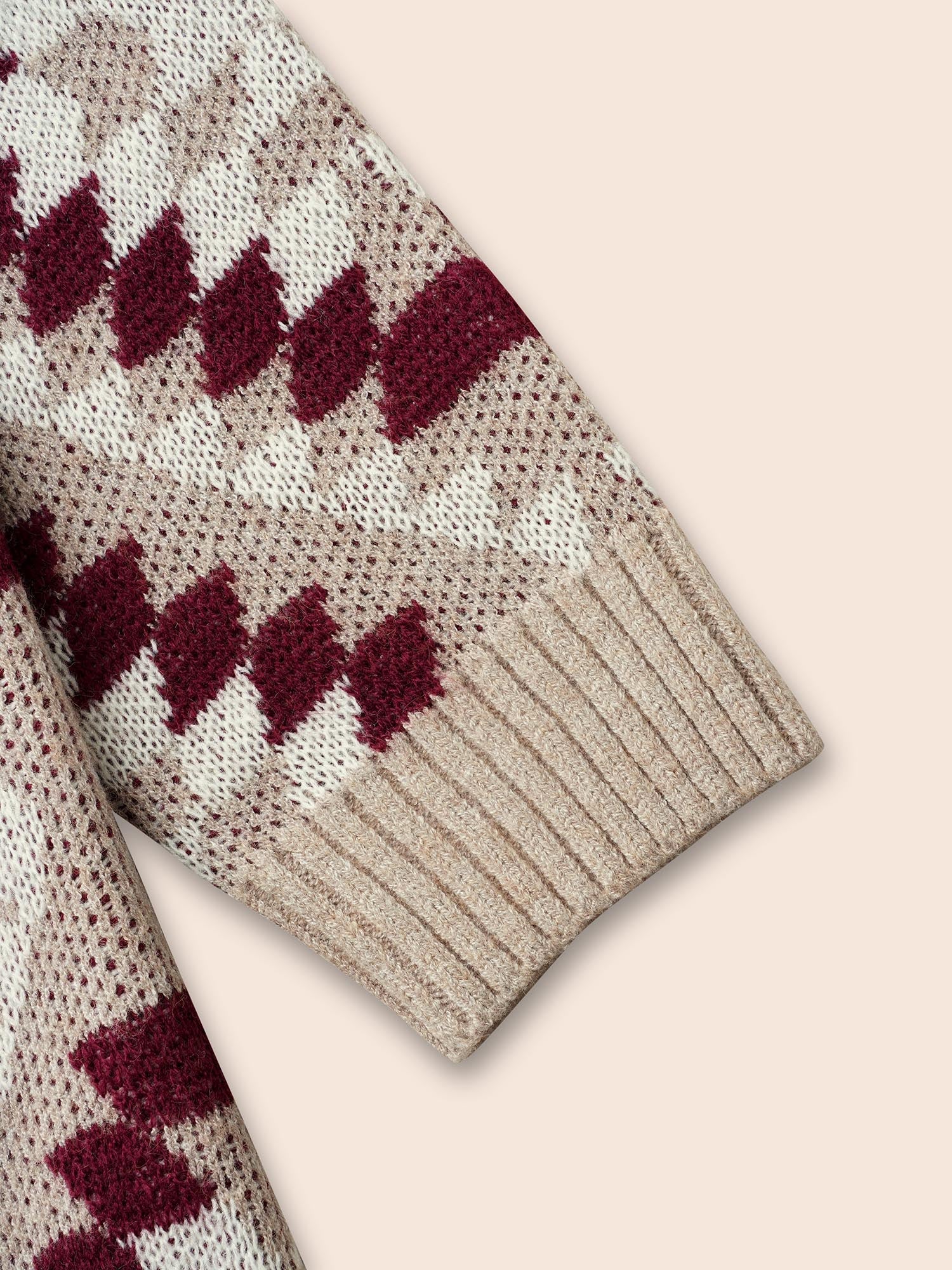 Bandana Geometric Lapel Collar Cardigan