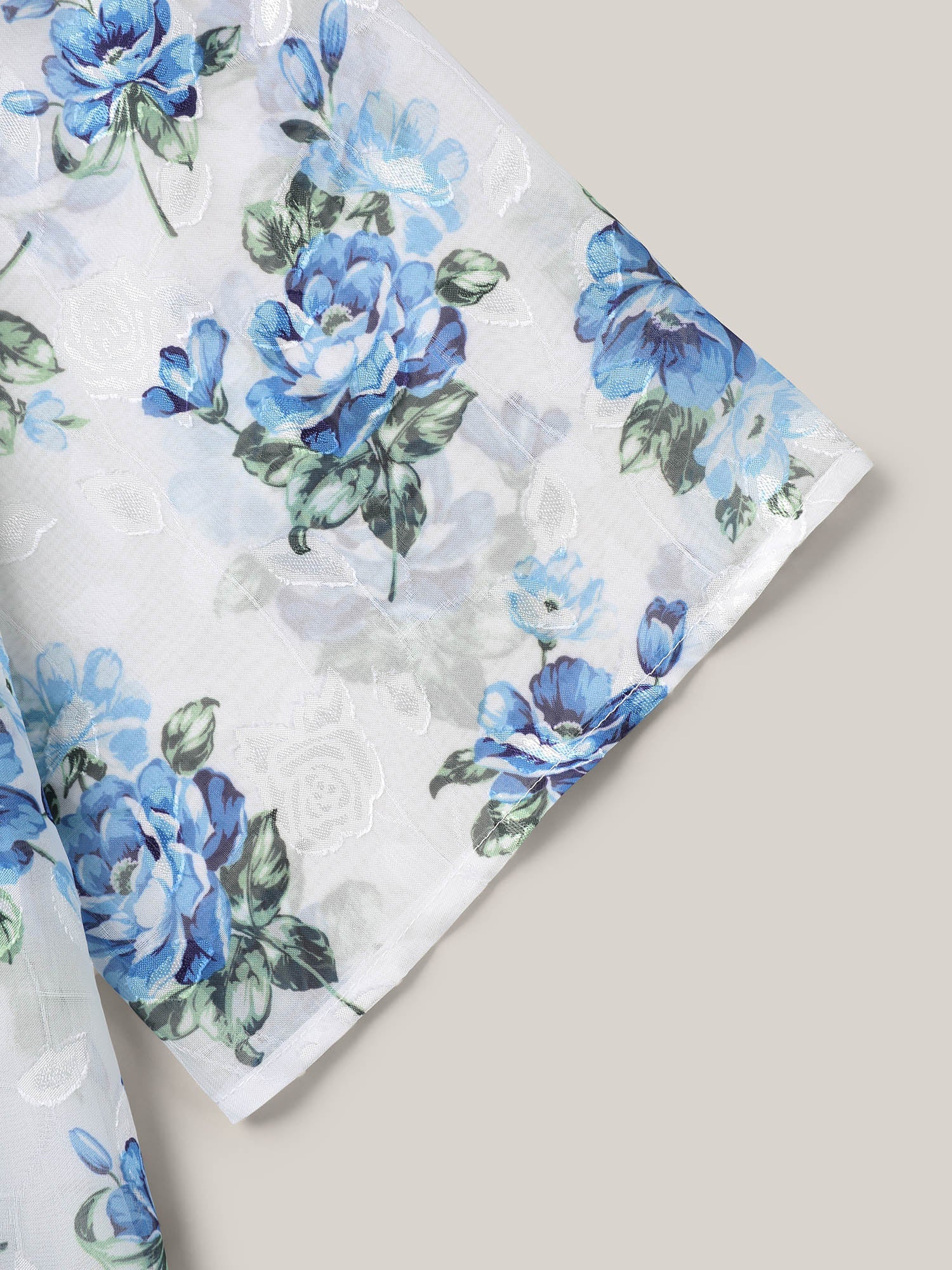 Textured Printed Puff Sleeve Kimono Cardigan