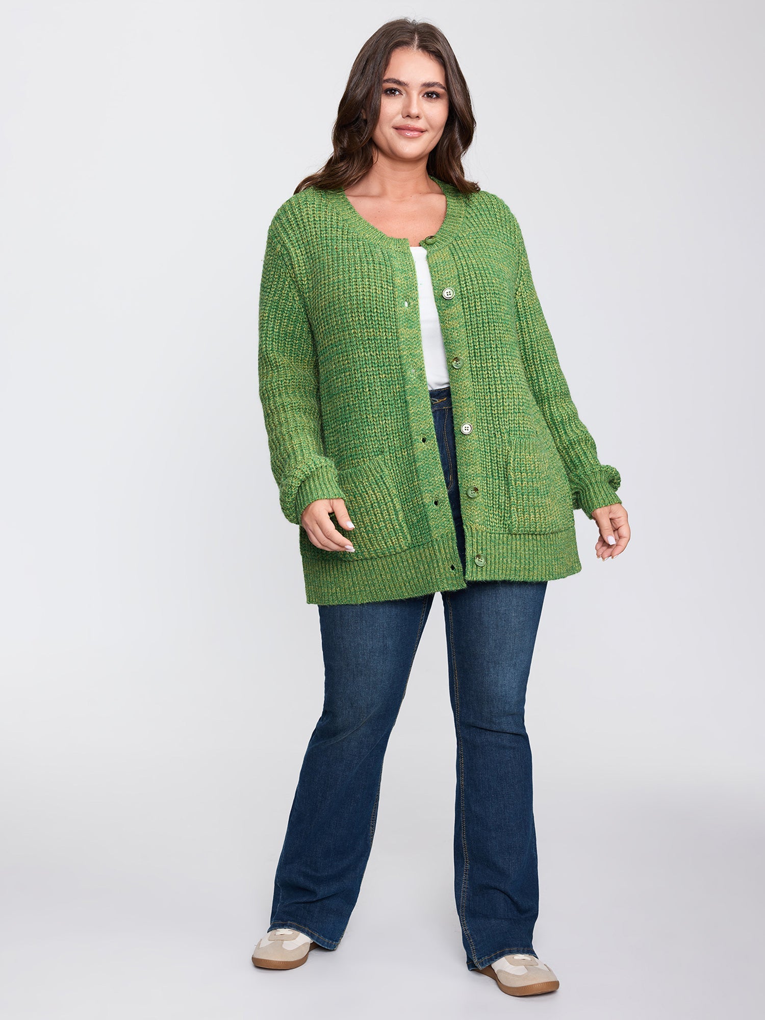 Heather Pockets Button Knit Cardigan