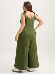 Shoulder Bowknot Wide-Leg Jumpsuit