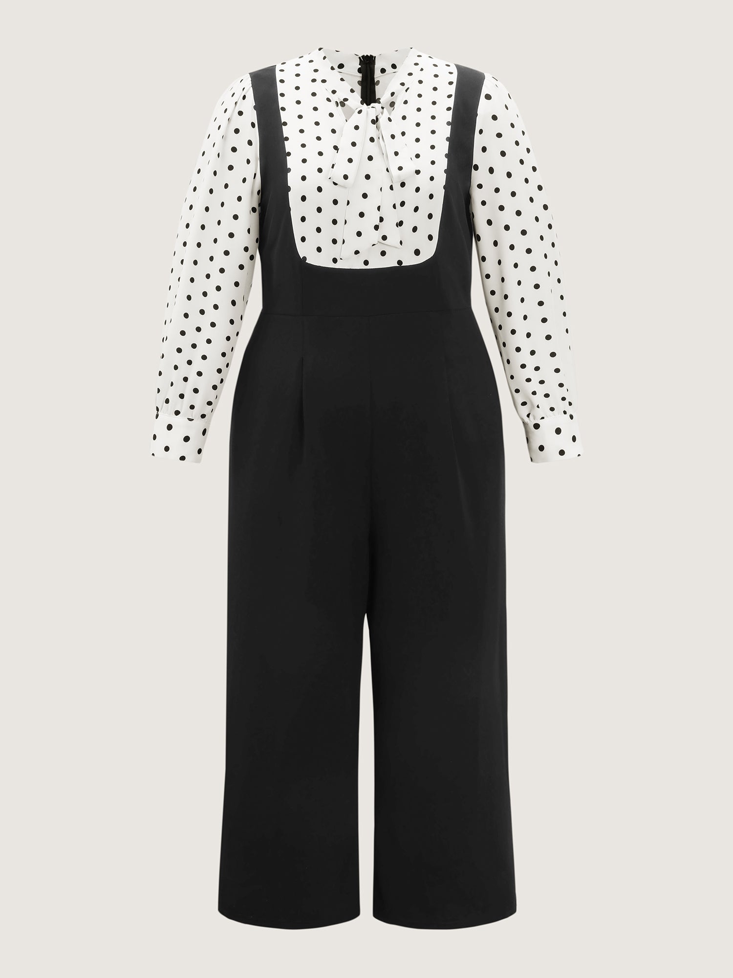 2-In-1 Polka Dot Neck-Tie Jumpsuit