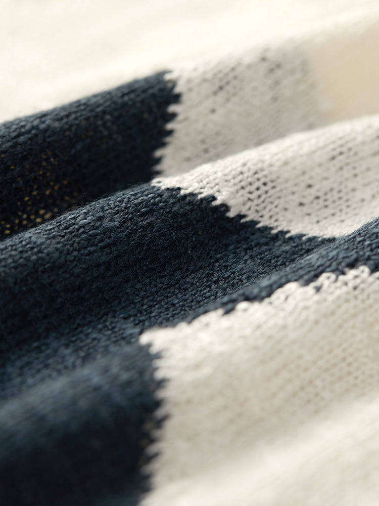 Star & Striped Print Drop Shoulder Pullover