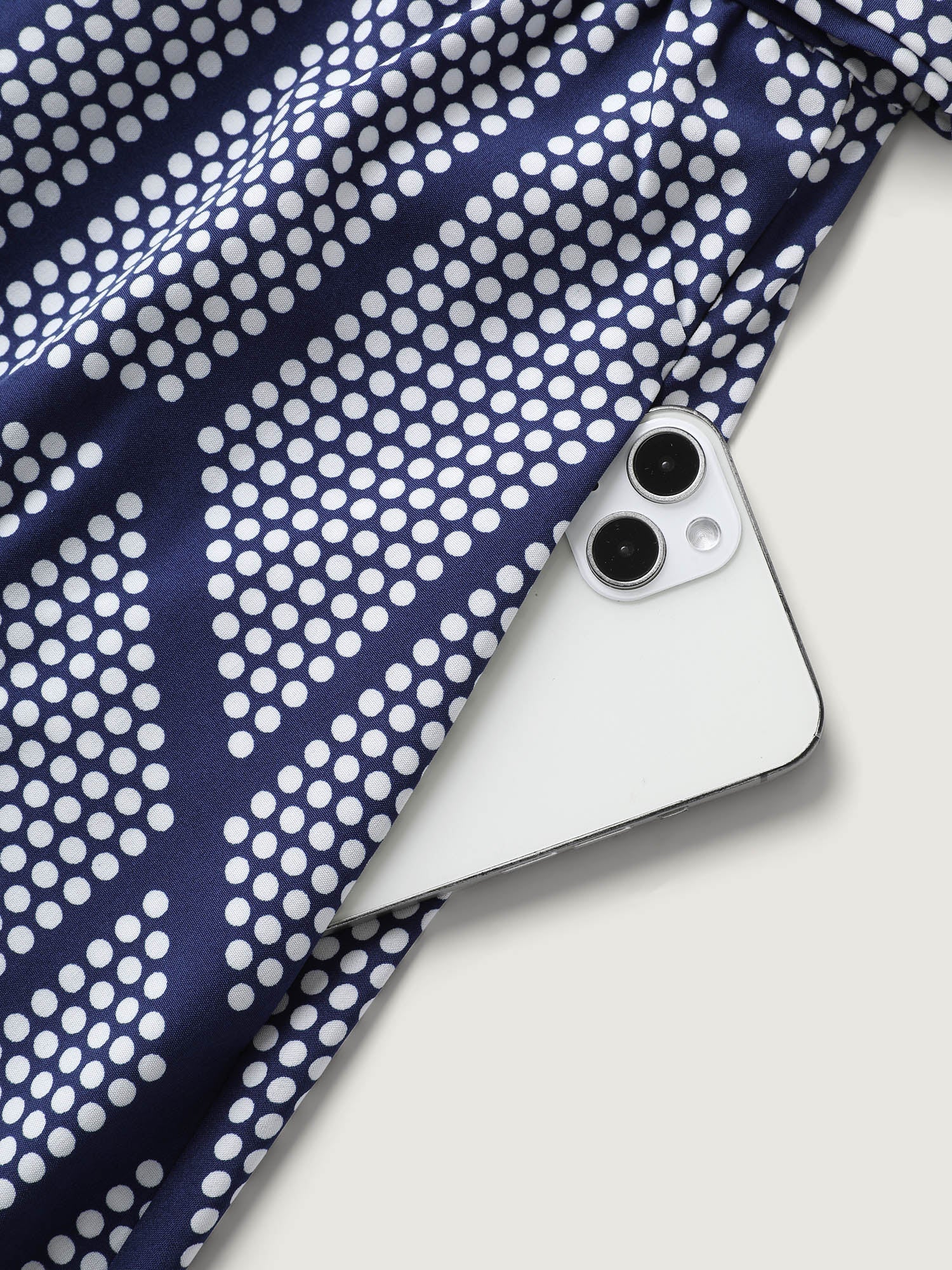 Geometrical Print Notched Collar Belted Midi Dress