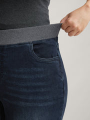 Stretchy Whiskered Waist Skinny Knit Jeans