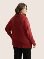 Plain Button Detail Wrap Hem T-shirt