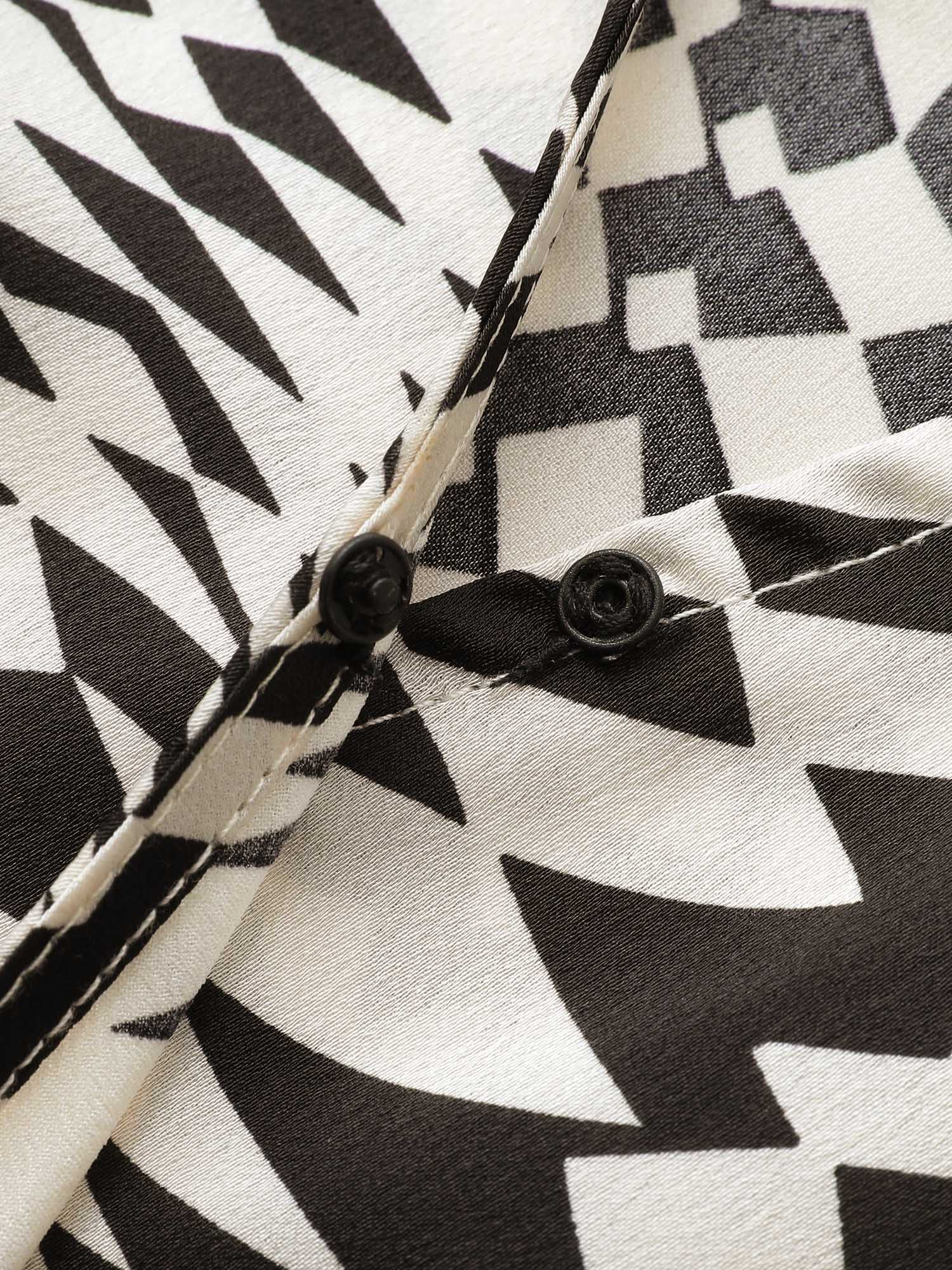 Asymmetrical Geometric Wrap Button Detail Blouse