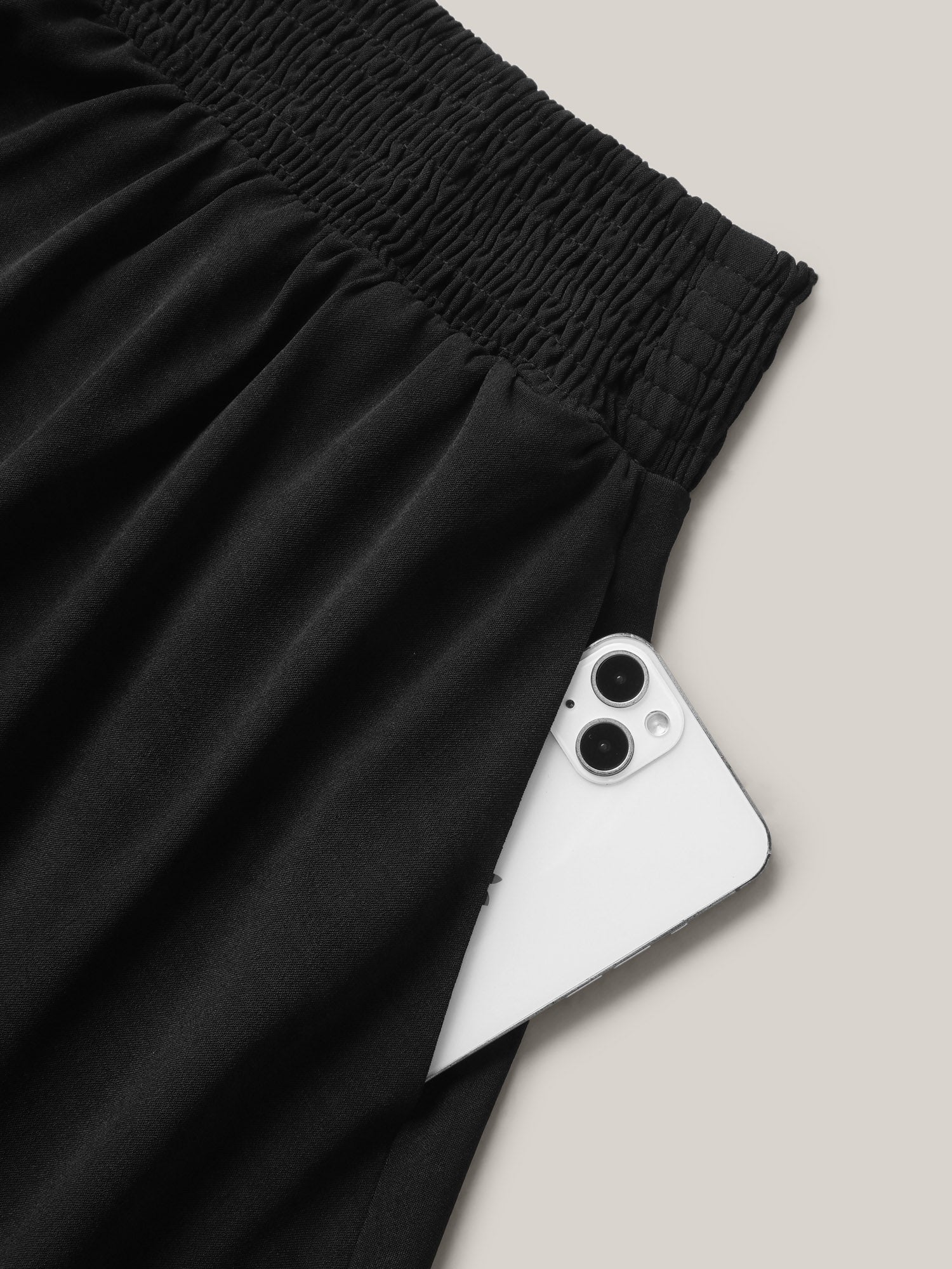 Shirred Waist Pockets Flowy Mini Skirt