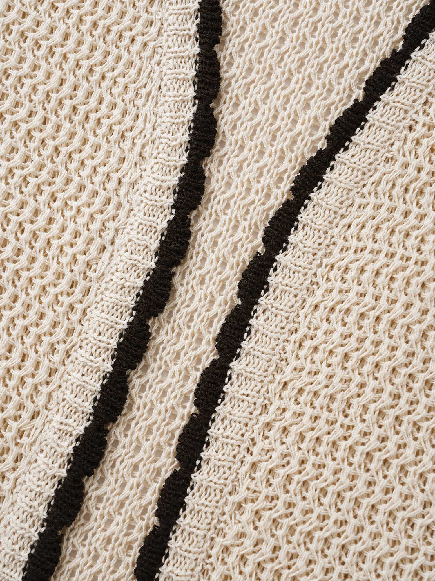 Solid Contrast Trim Bell Sleeve Cardigan