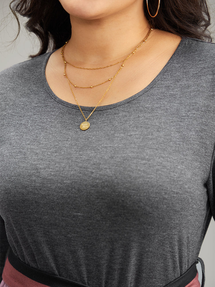 Striped Contrast Patchwork Belted Dress