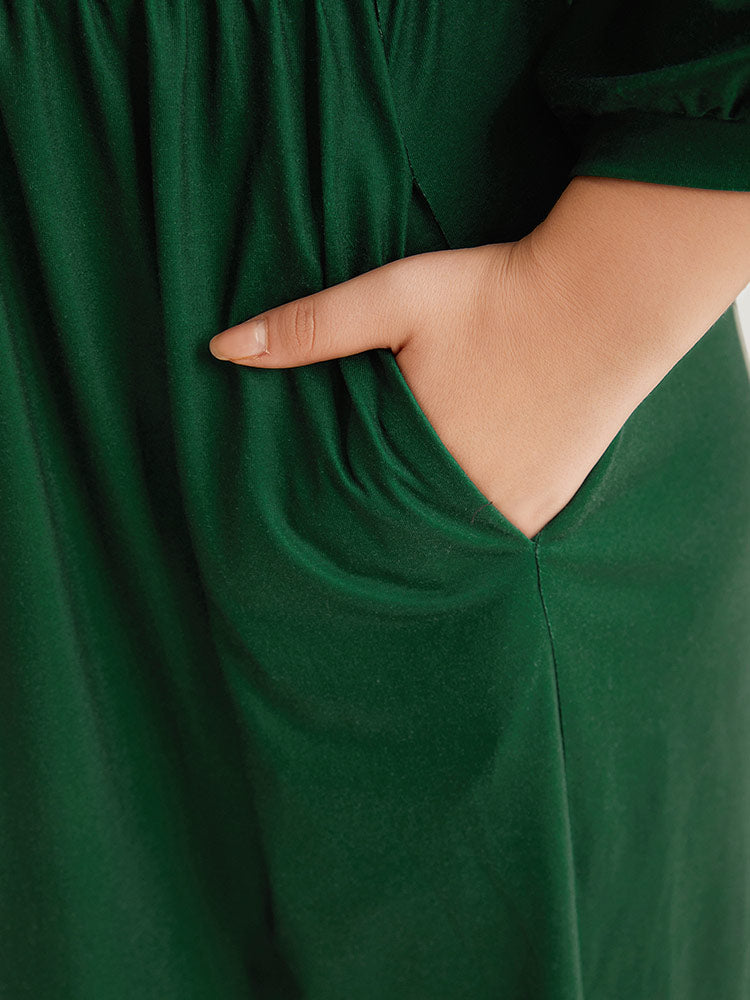 Striped Contrast Pocket Bowknot Patchwork Dress